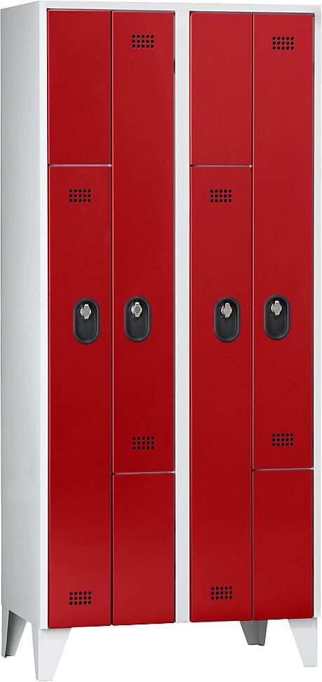 Wolf Armario guardarropa desmontable, altura de compartimento 820 mm, HxAxP 1850 x 800 x 500 mm, anchura del compartimento 400 mm, color de cuerpo / puerta gris luminoso / rojo vivo