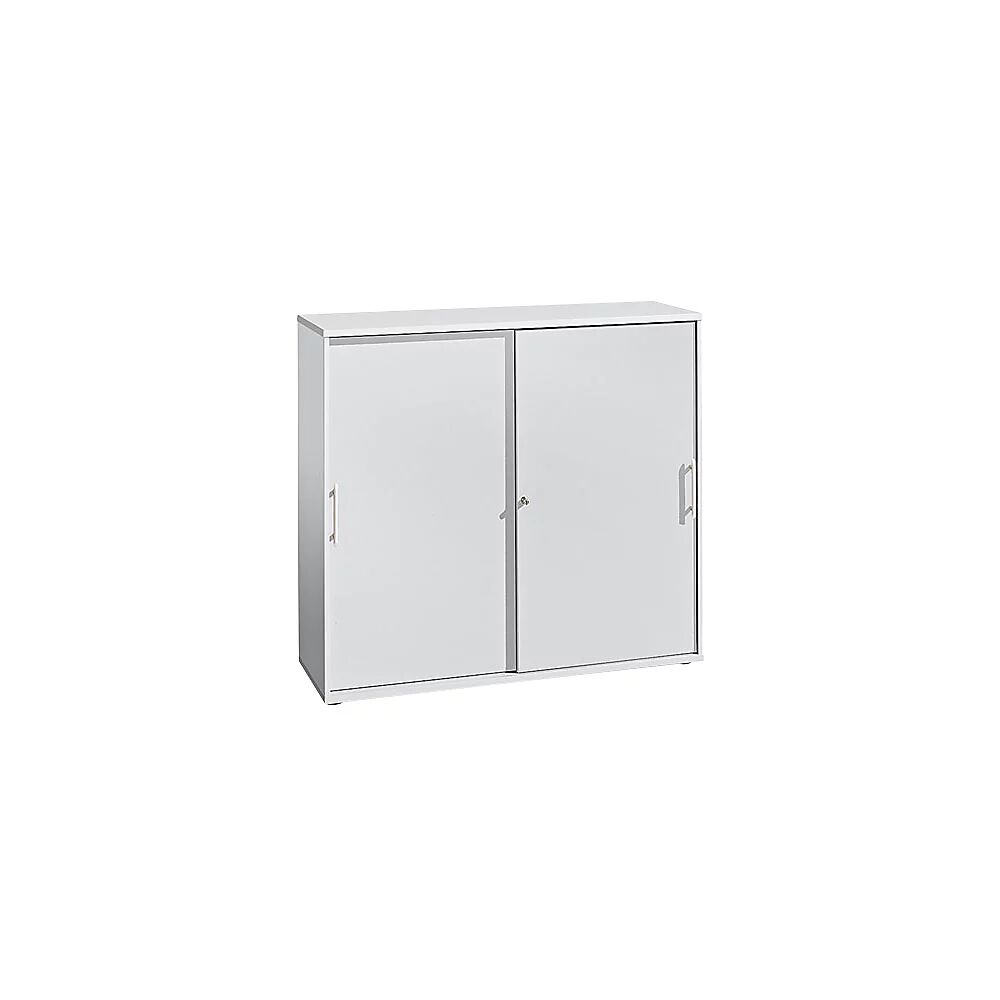 kaiserkraft FINO - Armario de puertas correderas, 2 baldas, 1 pared separadora, H x A x P 1100 x 1200 x 400 mm, blanco