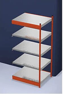 hofe Estantería ensamblable estable, por un lado, altura de estantería 2000 mm, naranja/galvanizada, anchura de balda 1025 mm, estantería de ampliación, anchura x profundidad 1025 x 800 mm