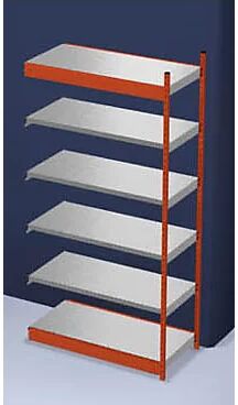 hofe Estantería ensamblable estable, por un lado, altura de estantería 2500 mm, naranja/galvanizada, anchura de balda 1325 mm, estantería de ampliación, anchura x profundidad 1325 x 600 mm