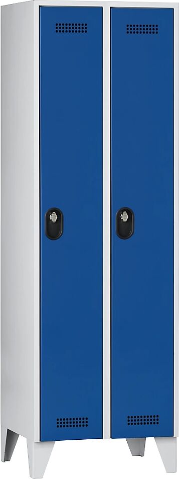 Wolf Armario guardarropa, altura de compartimento 1700 mm, HxAxP 1850 x 600 x 500 mm, anchura del compartimento 300 mm, color de cuerpo / puerta gris luminoso / azul genciana