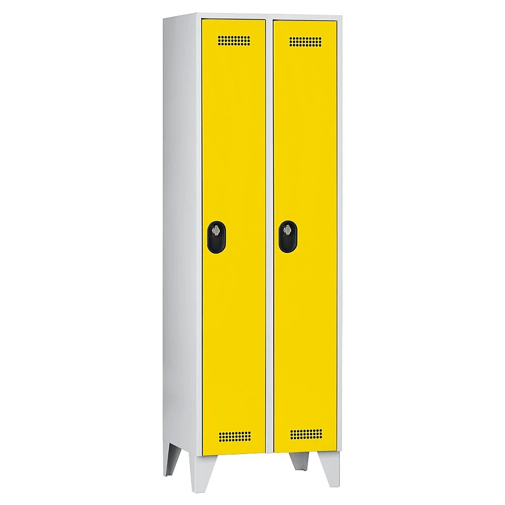 Wolf Armario guardarropa, altura de compartimento 1700 mm, HxAxP 1850 x 600 x 500 mm, anchura del compartimento 300 mm, color de cuerpo / puerta gris luminoso / amarillo de zinc