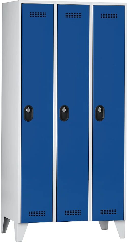 Wolf Armario guardarropa, altura de compartimento 1700 mm, HxAxP 1850 x 900 x 500 mm, anchura del compartimento 300 mm, color de cuerpo / puerta gris luminoso / azul genciana