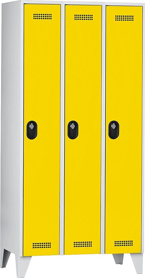 Wolf Armario guardarropa, altura de compartimento 1700 mm, HxAxP 1850 x 900 x 500 mm, anchura del compartimento 300 mm, color de cuerpo / puerta gris luminoso / amarillo de zinc