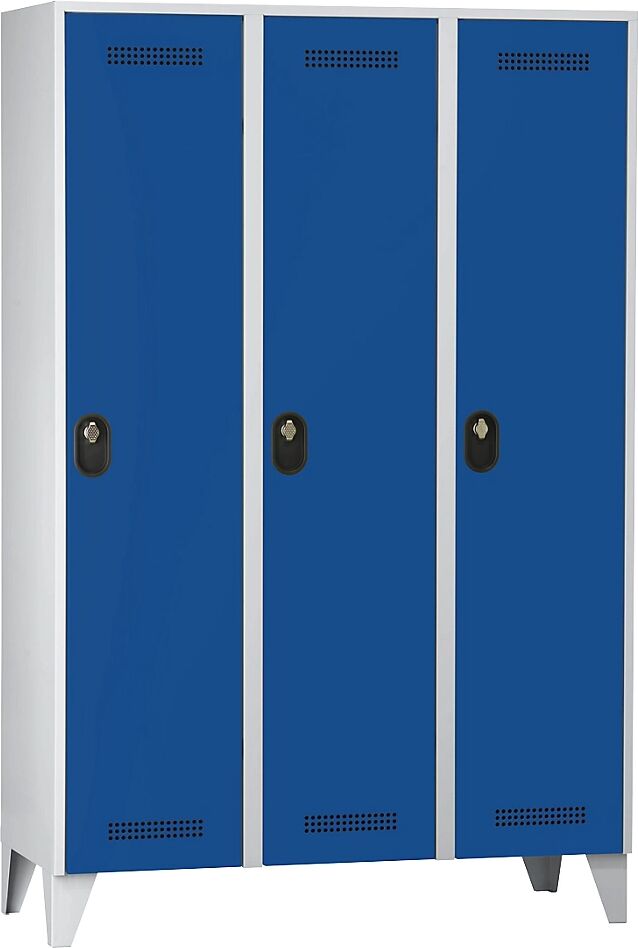 Wolf Armario guardarropa, altura de compartimento 1700 mm, HxAxP 1850 x 1200 x 500 mm, anchura del compartimento 400 mm, color de cuerpo / puerta gris luminoso / azul genciana