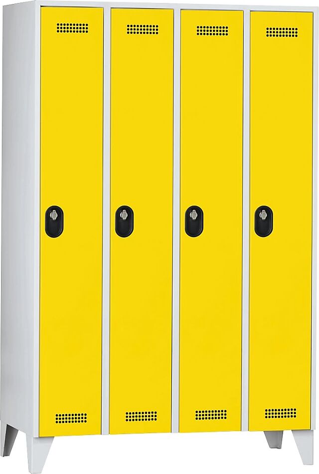 Wolf Armario guardarropa, altura de compartimento 1700 mm, HxAxP 1850 x 1200 x 500 mm, anchura del compartimento 300 mm, color de cuerpo / puerta gris luminoso / amarillo de zinc