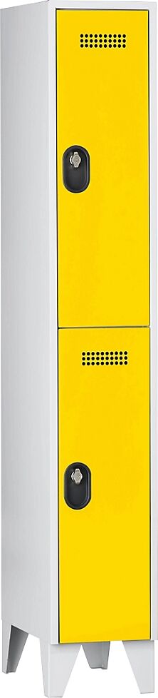 Wolf Armario guardarropa, altura de compartimento 820 mm, HxAxP 1850 x 300 x 500 mm, anchura del compartimento 300 mm, color de cuerpo / puerta gris luminoso / amarillo de zinc