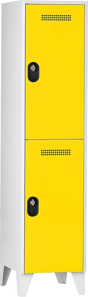 Wolf Armario guardarropa, altura de compartimento 820 mm, HxAxP 1850 x 400 x 500 mm, anchura del compartimento 400 mm, color de cuerpo / puerta gris luminoso / amarillo de zinc