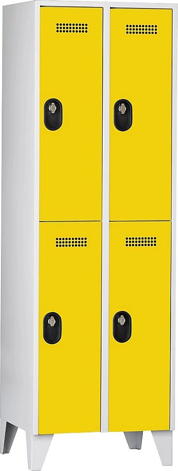 Wolf Armario guardarropa, altura de compartimento 820 mm, HxAxP 1850 x 600 x 500 mm, anchura del compartimento 300 mm, color de cuerpo / puerta gris luminoso / amarillo de zinc