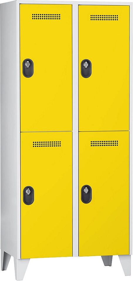 Wolf Armario guardarropa, altura de compartimento 820 mm, HxAxP 1850 x 800 x 500 mm, anchura del compartimento 400 mm, color de cuerpo / puerta gris luminoso / amarillo de zinc