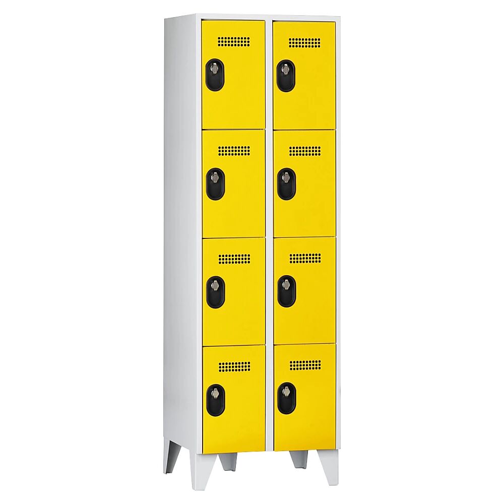 Wolf Armario de compartimentos bajo llave, altura de compartimento 450 mm, HxAxP 1850 x 600 x 500 mm, anchura del compartimento 300 mm, color de cuerpo / puerta gris luminoso / amarillo de zinc