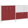 mauser Mueble bajo, puertas batientes, 1 cajón, 1 compartimento, blanco puro / rojo rubí