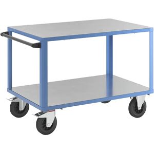 eurokraft pro Carro de montaje, 2 camas con cubierta de chapa de acero galvanizado, L x A de la cama 1250 x 800 mm, armazón azul luminoso