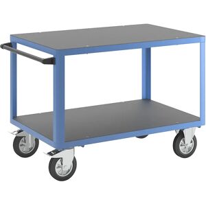 eurokraft pro Carro de montaje, 2 camas de contrachapado antideslizante, L x A de la cama 1250 x 800 mm, armazón azul luminoso