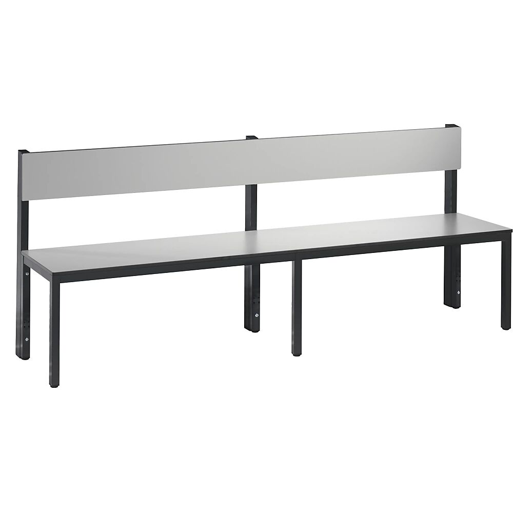 C+P Banco para vestuarios BASIC PLUS, por un solo lado, superficie del asiento de HPL, de media altura, longitud 1960 mm, gris plata