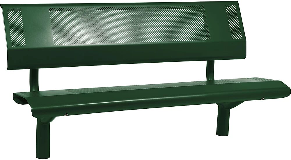 PROCITY Banco OSLO de acero, altura del asiento 450 mm, verde musgo, con respaldo