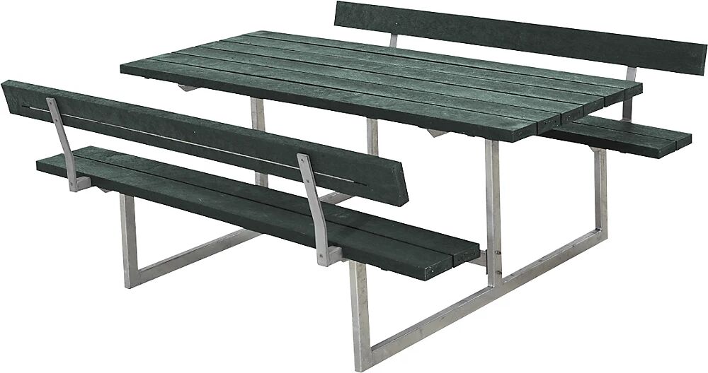 kaiserkraft Banco para grupos de 6 personas, L x P 1770 x 1770 mm, con 2 respaldos, verde