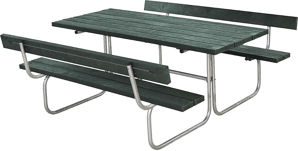 kaiserkraft Banco para grupos de 6 personas, L x P 1770 x 1840 mm, con 2 respaldos, verde