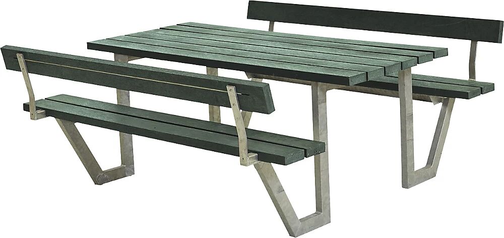 kaiserkraft Banco para grupos de 6 personas, L x P 1770 x 1850 mm, con 2 respaldos, verde