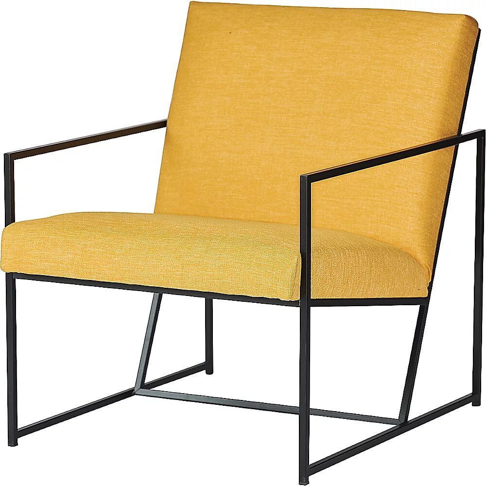 kaiserkraft Sillón lounge STYLE, armazón negro, amarillo