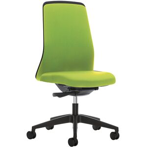 interstuhl Silla giratoria ergonómica EVERY, respaldo Chillback negro, armazón negro, con ruedas blandas, verde amarillento, profundidad del asiento 430 mm