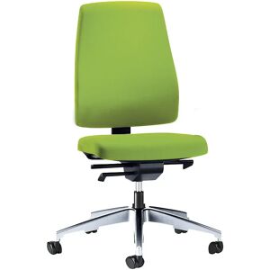 interstuhl Silla giratoria de oficina GOAL, altura del respaldo 530 mm, armazón pulido, con ruedas blandas, verde amarillento, profundidad del asiento 410 - 460 mm