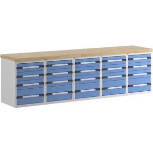 eurokraft pro Banco de trabajo, sistema modular Serie 7, 20 cajones, A x P 3000 x 700 mm