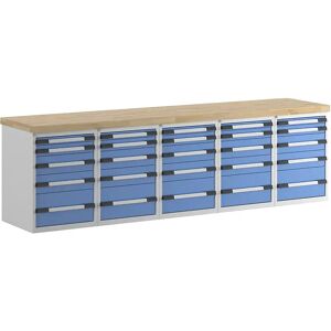 eurokraft pro Banco de trabajo, sistema modular Serie 7, 25 cajones, A x P 3000 x 700 mm