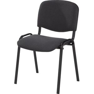 kaiserkraft Silla para visitas, apilable, respaldo acolchado, armazón negro, acolchado antracita, UE 2 unid.