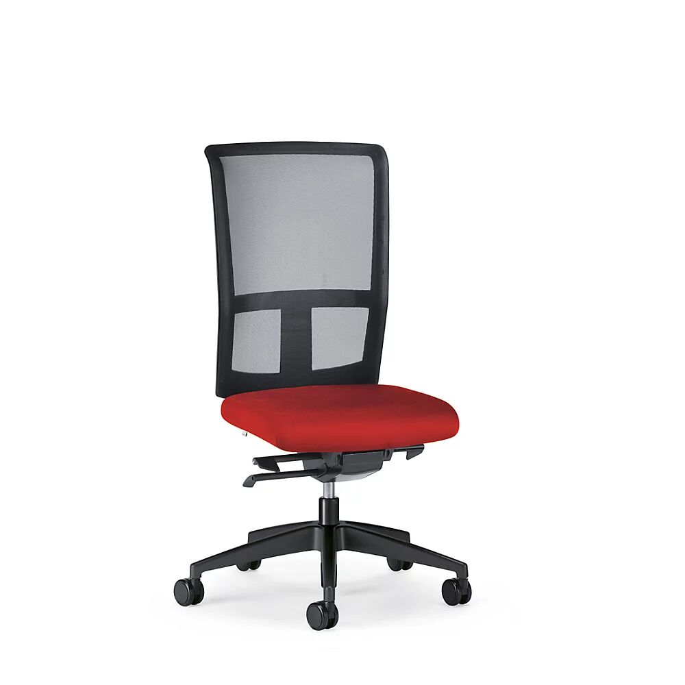 interstuhl Silla giratoria de oficina GOAL AIR, altura del respaldo 545 mm, armazón negro, con ruedas duras, rojo vivo, profundidad del asiento 410 mm