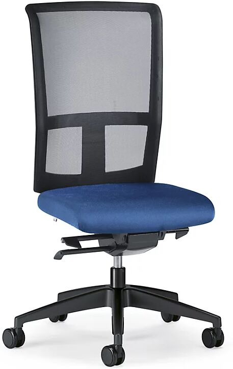 interstuhl Silla giratoria de oficina GOAL AIR, altura del respaldo 545 mm, armazón negro, con ruedas duras, azul genciana, profundidad del asiento 410 mm