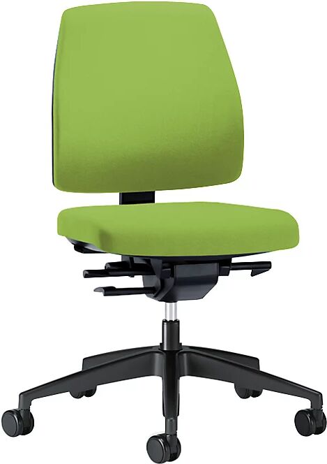 interstuhl Silla giratoria de oficina GOAL, altura del respaldo 430 mm, armazón negro, con ruedas duras, verde amarillento, profundidad del asiento 410 - 460 mm