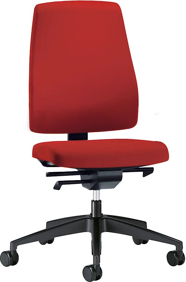 interstuhl Silla giratoria de oficina GOAL, altura del respaldo 530 mm, armazón negro, con ruedas duras, rojo vivo, profundidad del asiento 410 mm