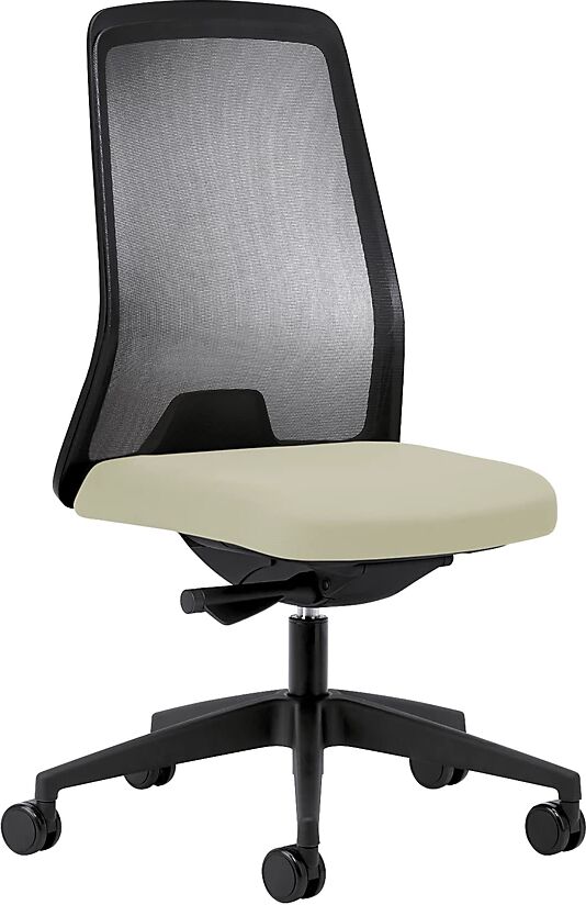 interstuhl Silla giratoria ergonómica EVERY, respaldo reticulado negro, armazón negro, con ruedas duras, beige, profundidad del asiento 430 mm