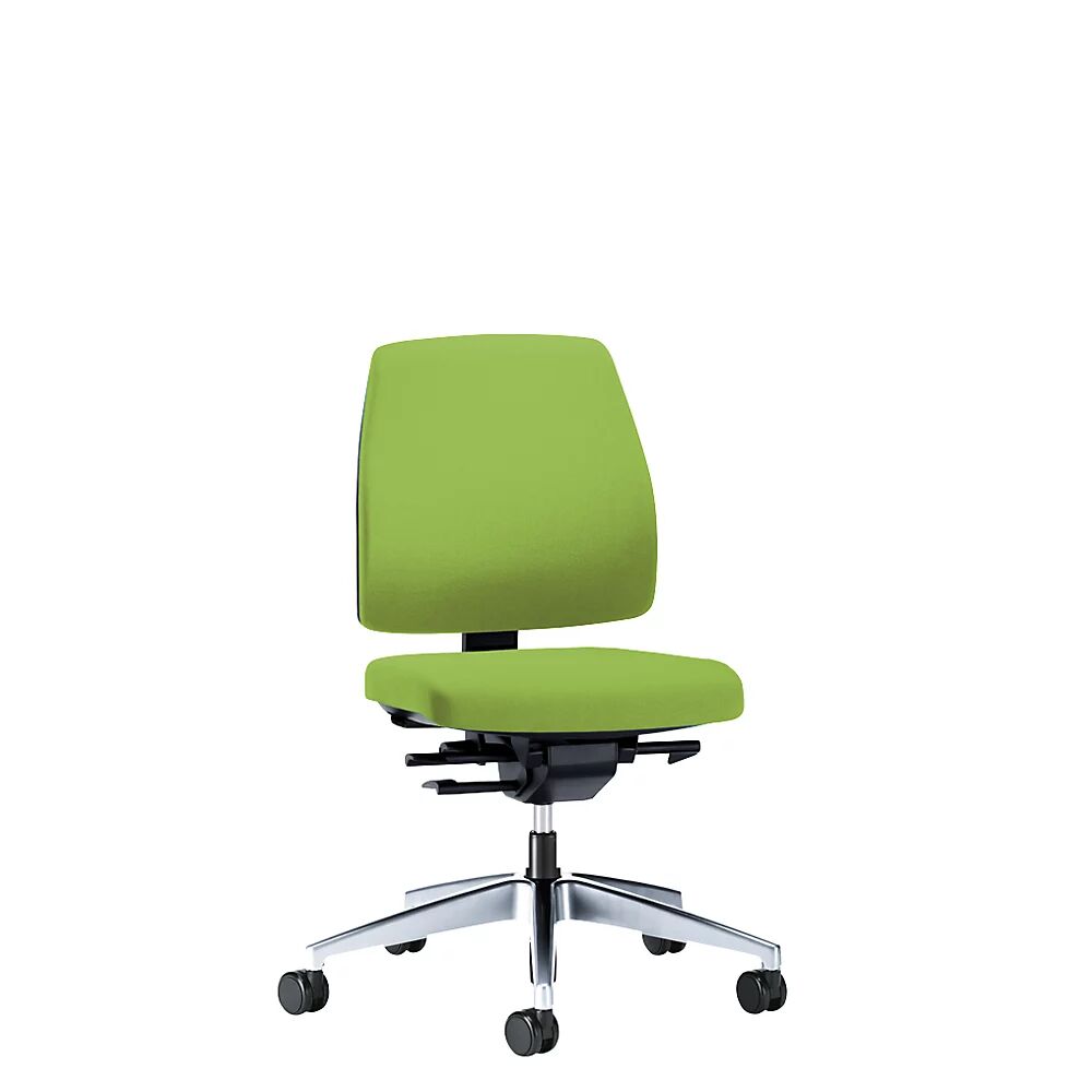 interstuhl Silla giratoria de oficina GOAL, altura del respaldo 430 mm, armazón pulido, con ruedas duras, verde amarillento, profundidad del asiento 410 mm