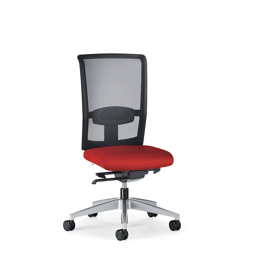 interstuhl Silla giratoria de oficina GOAL AIR, altura del respaldo 545 mm, armazón plateado brillante, con ruedas duras, rojo vivo, profundidad del asiento 410 - 460 mm