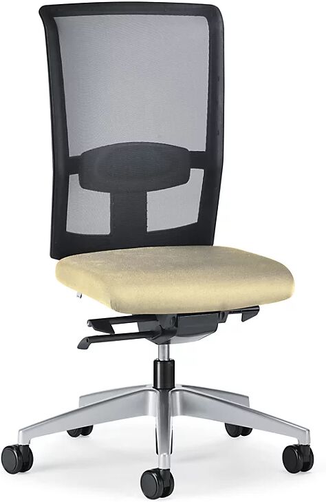 interstuhl Silla giratoria de oficina GOAL AIR, altura del respaldo 545 mm, armazón plateado brillante, con ruedas duras, beige, profundidad del asiento 410 - 460 mm