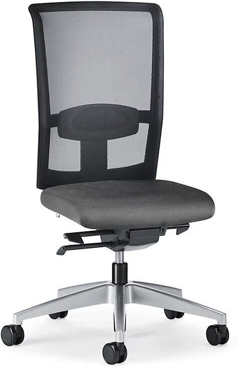 interstuhl Silla giratoria de oficina GOAL AIR, altura del respaldo 545 mm, armazón plateado brillante, con ruedas duras, gris hierro, profundidad del asiento 410 - 460 mm