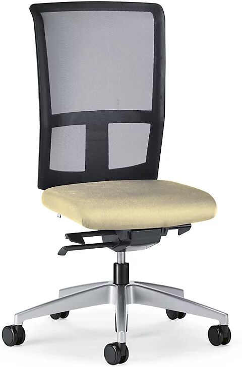 interstuhl Silla giratoria de oficina GOAL AIR, altura del respaldo 545 mm, armazón plateado brillante, con ruedas blandas, beige, profundidad del asiento 410 mm