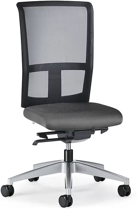 interstuhl Silla giratoria de oficina GOAL AIR, altura del respaldo 545 mm, armazón plateado brillante, con ruedas blandas, gris hierro, profundidad del asiento 410 - 460 mm