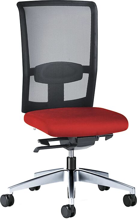 interstuhl Silla giratoria de oficina GOAL AIR, altura del respaldo 545 mm, armazón pulido, con ruedas duras, rojo vivo, profundidad del asiento 410 - 460 mm