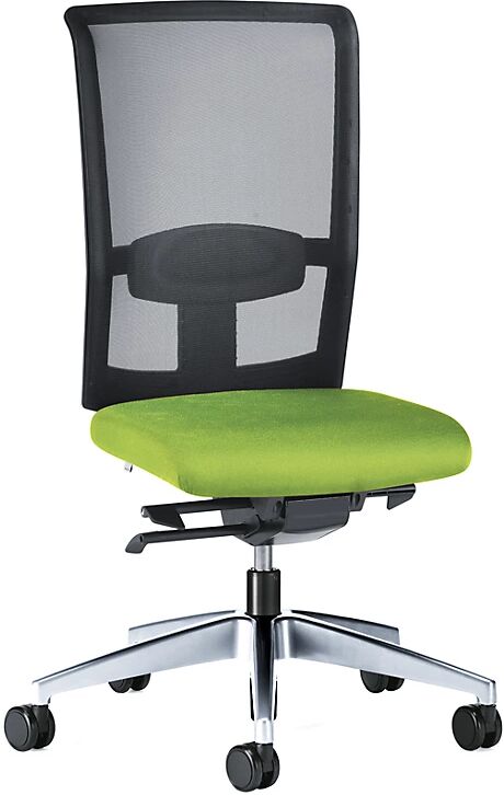 interstuhl Silla giratoria de oficina GOAL AIR, altura del respaldo 545 mm, armazón pulido, con ruedas duras, verde amarillento, profundidad del asiento 410 - 460 mm