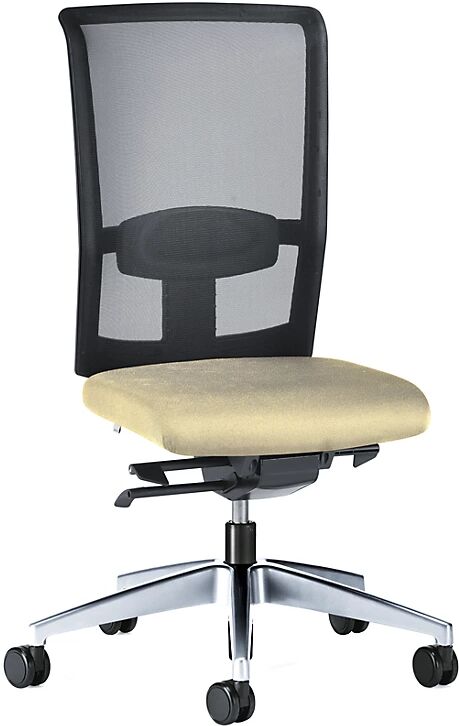 interstuhl Silla giratoria de oficina GOAL AIR, altura del respaldo 545 mm, armazón pulido, con ruedas duras, beige, profundidad del asiento 410 mm