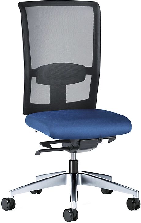 interstuhl Silla giratoria de oficina GOAL AIR, altura del respaldo 545 mm, armazón pulido, con ruedas duras, azul genciana, profundidad del asiento 410 - 460 mm