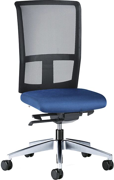 interstuhl Silla giratoria de oficina GOAL AIR, altura del respaldo 545 mm, armazón pulido, con ruedas blandas, azul genciana, profundidad del asiento 410 - 460 mm