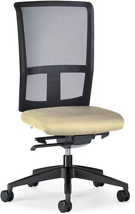 interstuhl Silla giratoria de oficina GOAL AIR, altura del respaldo 545 mm, armazón negro, con ruedas blandas, beige, profundidad del asiento 410 - 460 mm