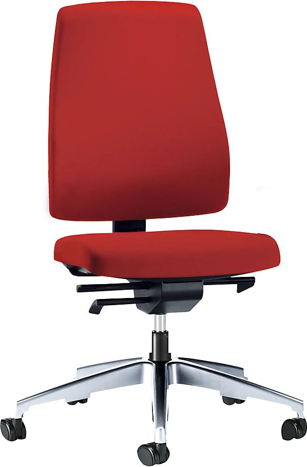 interstuhl Silla giratoria de oficina GOAL, altura del respaldo 530 mm, armazón pulido, con ruedas blandas, rojo vivo, profundidad del asiento 410 - 460 mm