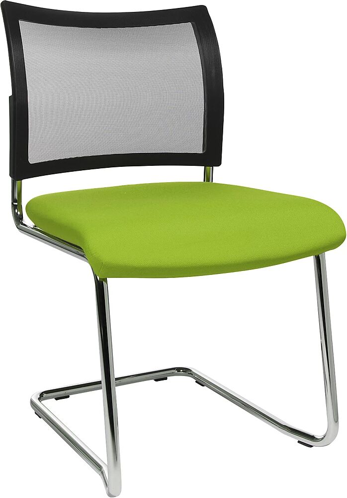 Topstar Silla para visitas, apilable, silla oscilante, respaldo reticulado, UE 2 unid., verde manzana