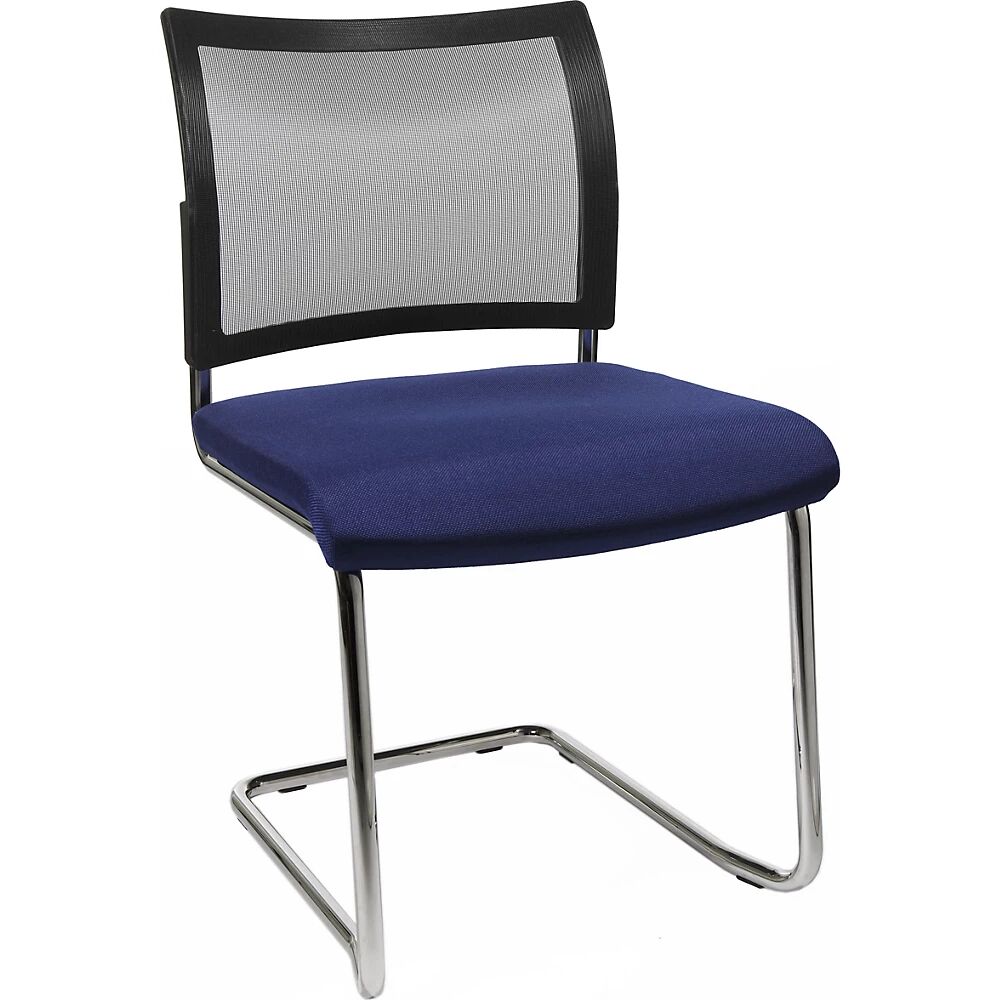Topstar Silla para visitas, apilable, silla oscilante, respaldo reticulado, UE 2 unid., azul