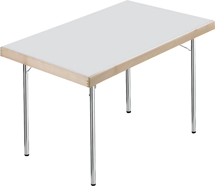 kaiserkraft Mesa plegable, armazón de 4 patas, 1200 x 800 mm, armazón cromado, tablero gris luminoso